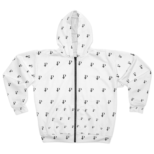 “P Monogram: White Noise” Zip Hoodie