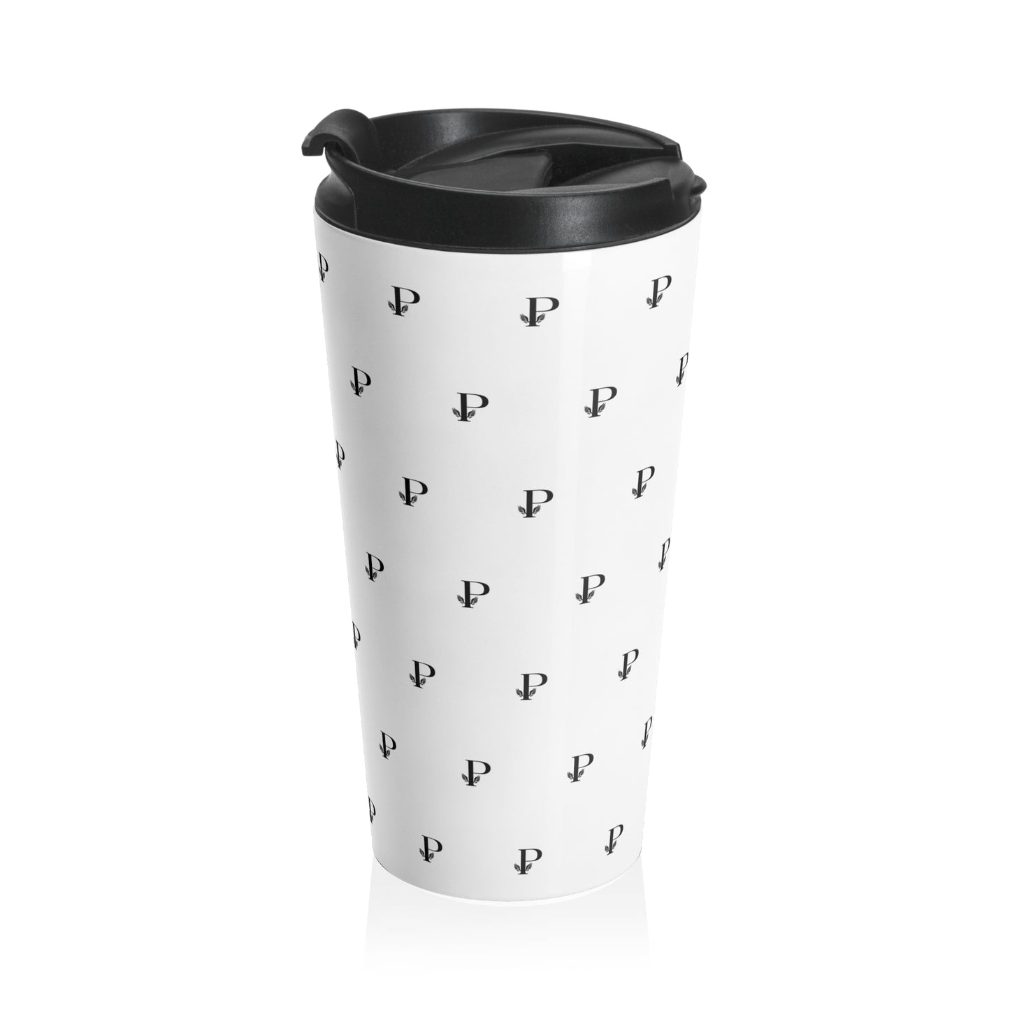 “P Monogram Noir” Stainless Travel Mug