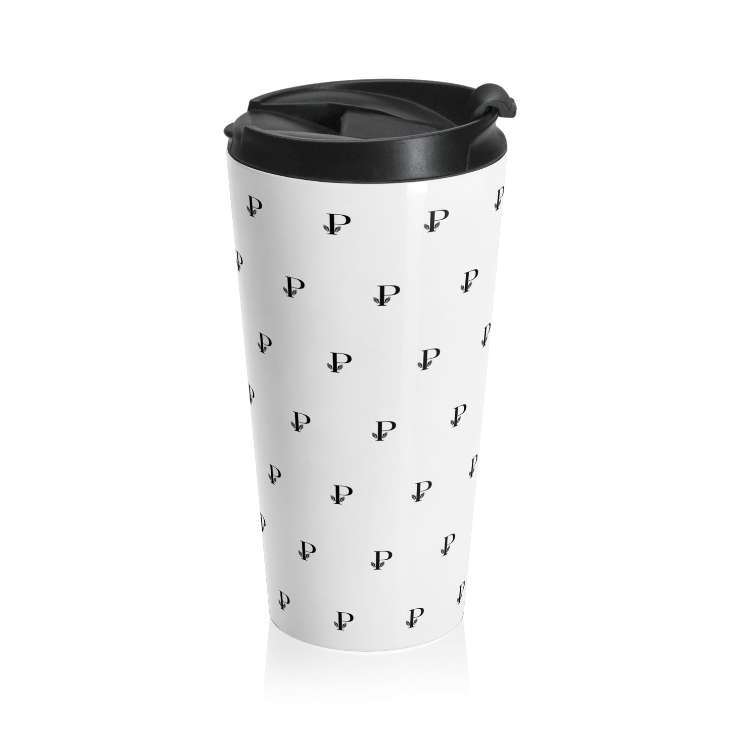 “P Monogram Noir” Stainless Travel Mug